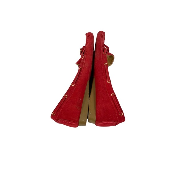 Michael Kors Moc Suede loafer flats size 6 red tassels gold hardware - Picture 3 of 7